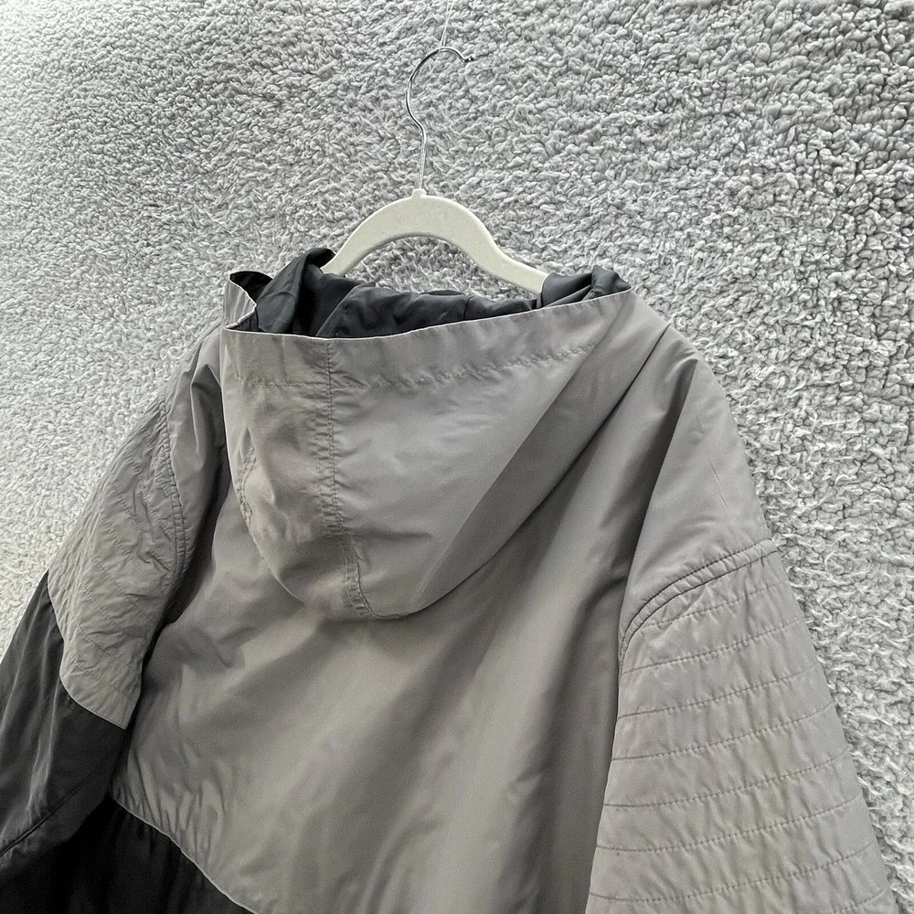 True Religion Jacket Men 2XL Gray Black Spellout Logo Full Zip Outdoor Windbreak